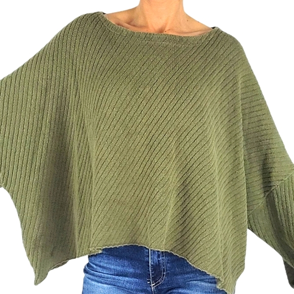 Free People Boho Ribbed Sweater Size Large Green - Picture 8 of 8
